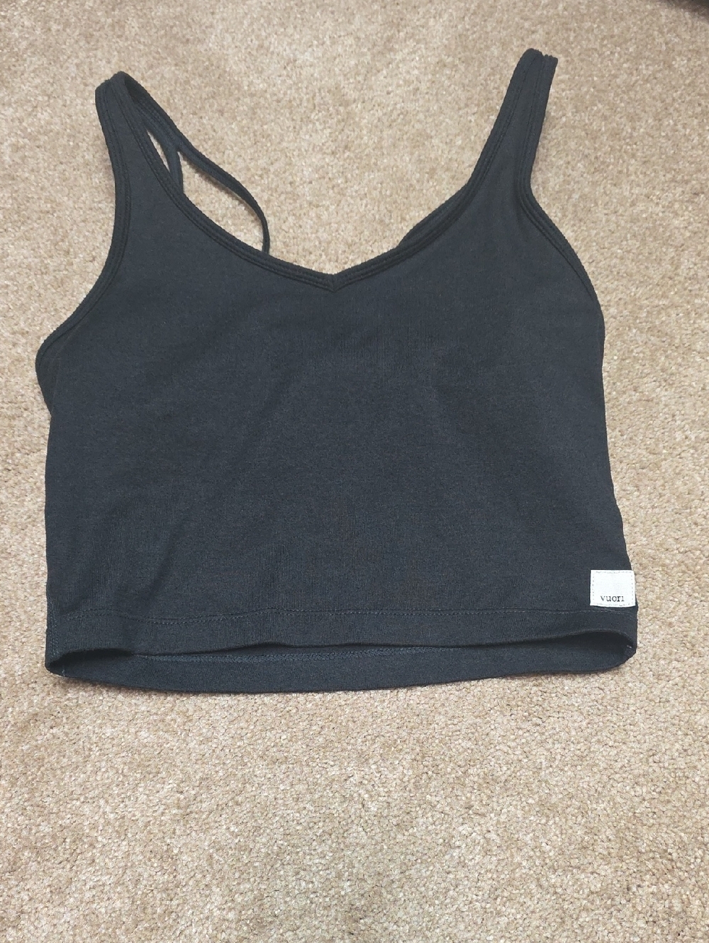 Vuori Black V-Neck Cropped Tank